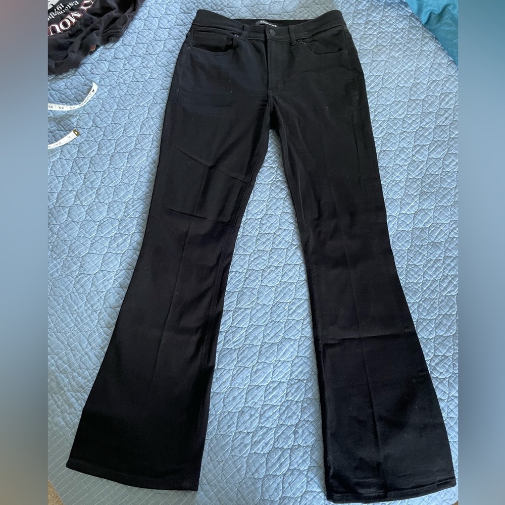 Express Black Slim Flare High Rise Jeans